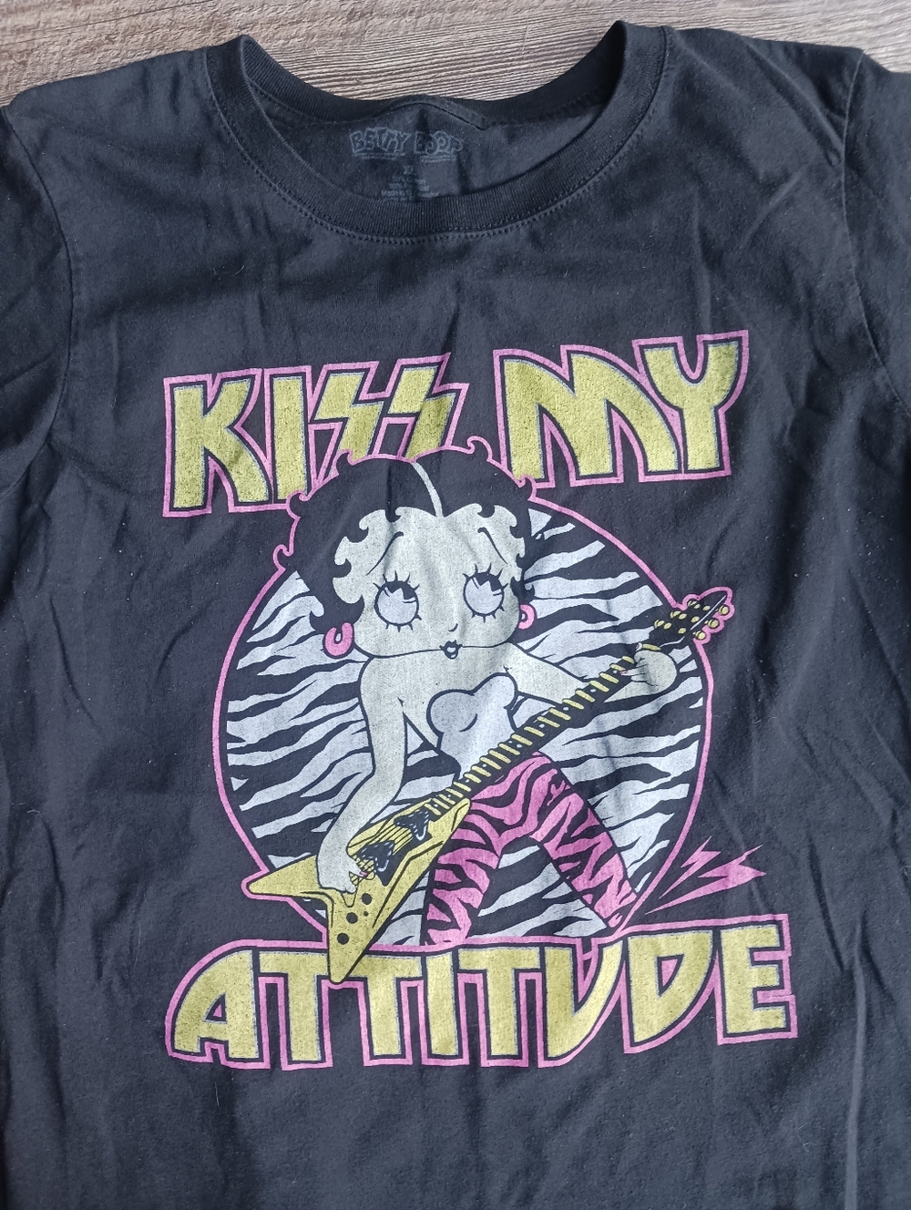 Kiss My Attitude Betty Boop T-shirt Xl Girls Black Hm